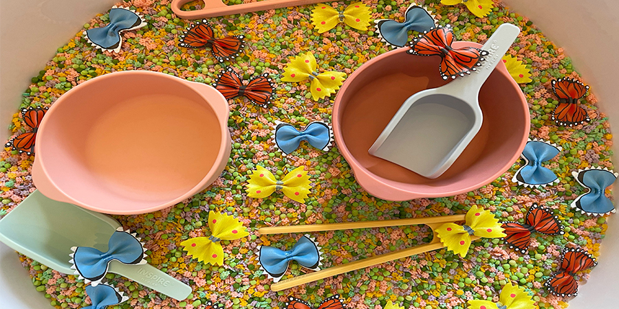 butterfly pasta sensory tray